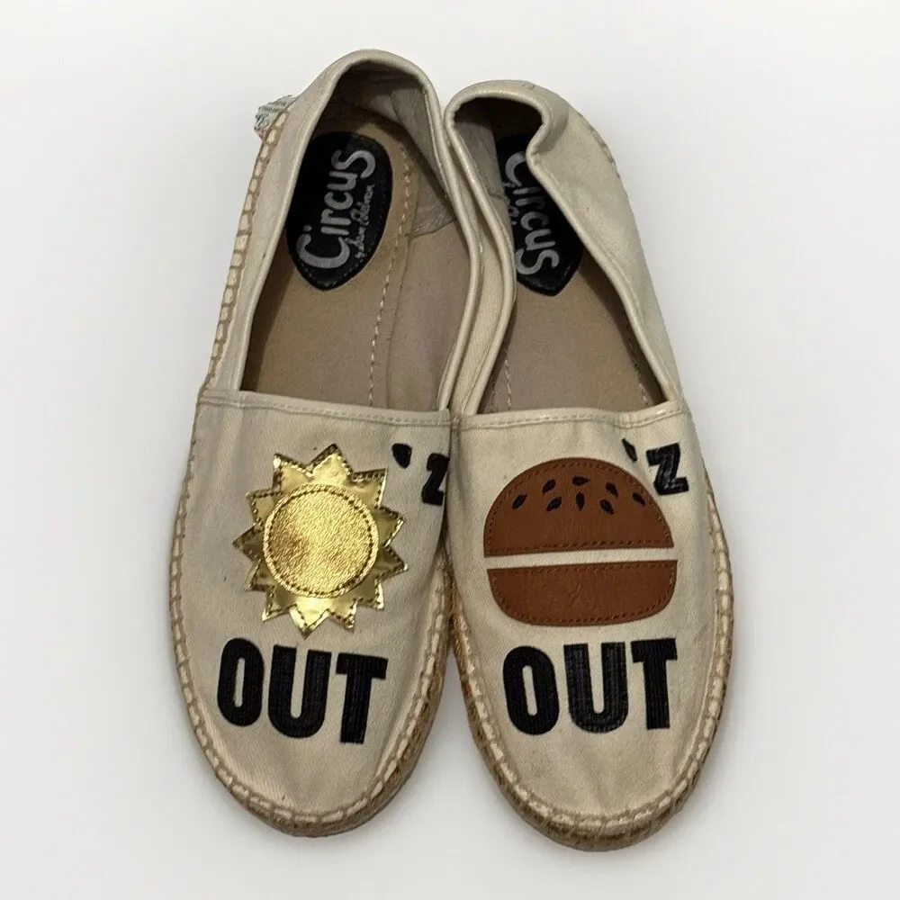 Circus Sam Edelman Ivory Espadrilles Flats Size 9 Suns Out Buns Out Summer Beach